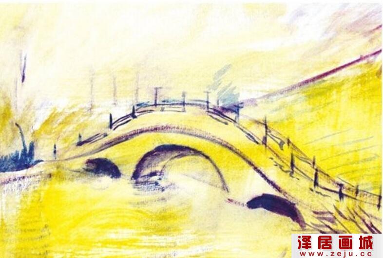 如何画水粉画拱桥