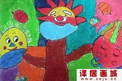 儿童画：太阳树