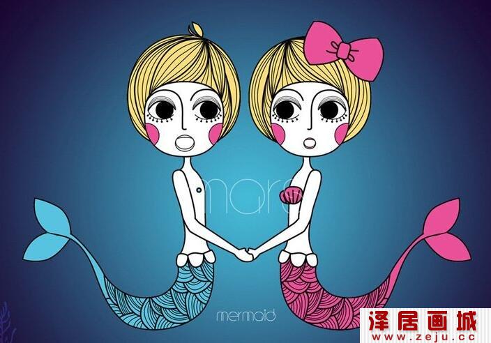 美人鱼卡通画作品欣赏