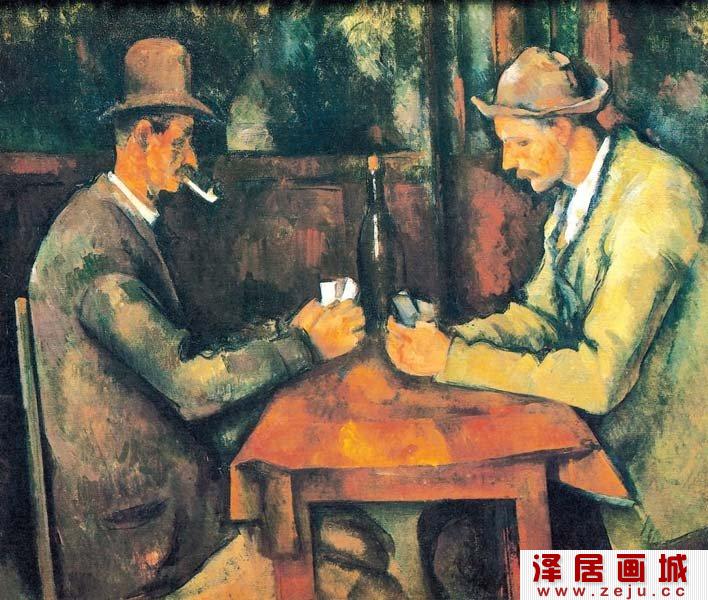 塞尚油画作品《玩纸牌者》之一