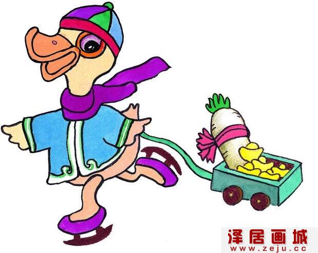 儿童水粉画鸭子