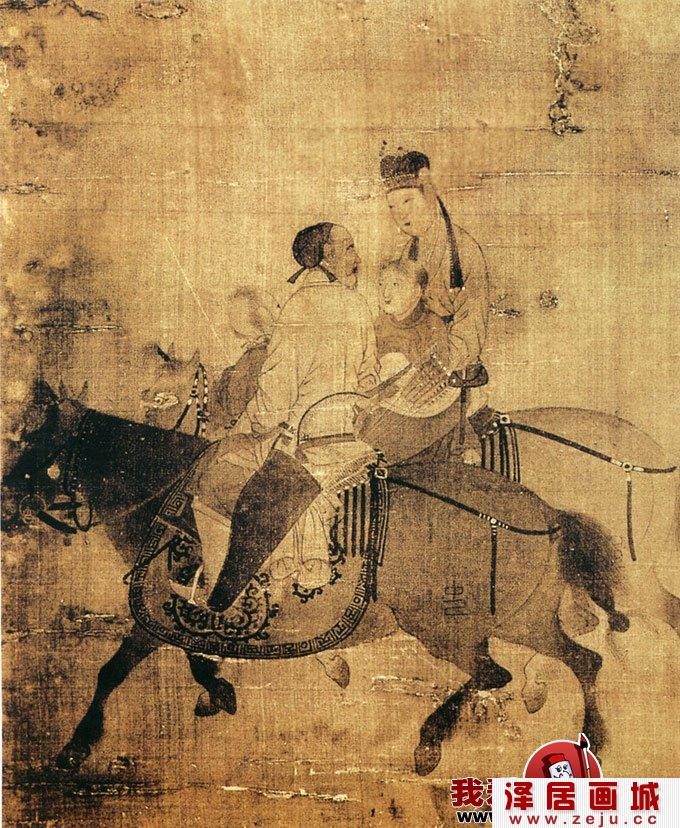 宋代佚名《文姬归汉图》工笔淡墨作品