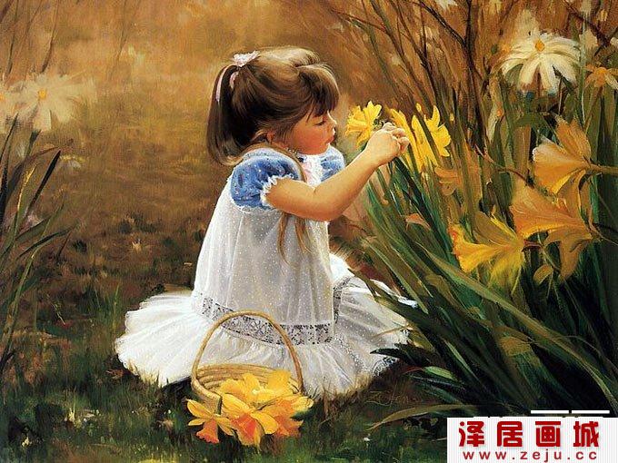 儿童题材的水彩画作品组图-灿烂的花季