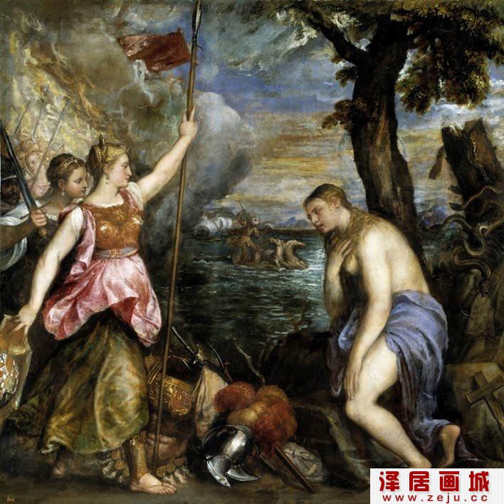 提香《西班牙拯救了宗教》_纪念西班牙参与勒班陀战役的油画作品