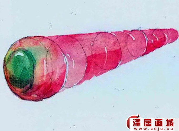 胡萝卜水彩画绘画步骤