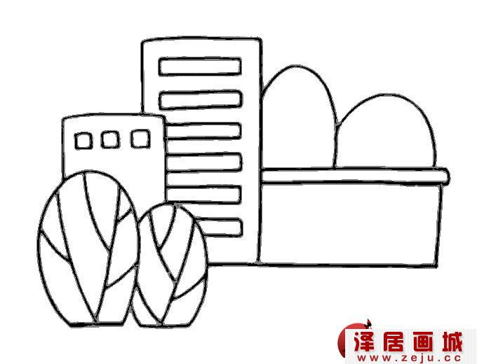 简笔画高楼大厦作品图片1