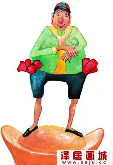 元旦儿童水粉画小丑