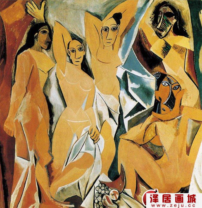 毕加索《亚威农少女》高清大图
