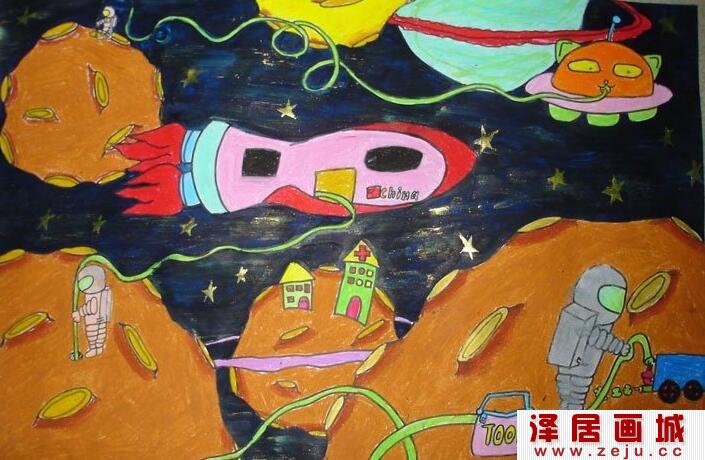 我的航空梦儿童科幻画作品欣赏