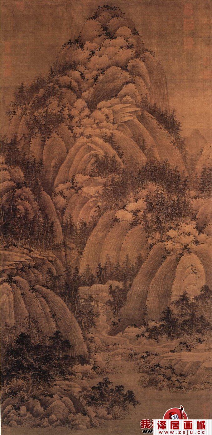 秋山问道图 北宋僧人画家居然水墨山水画
