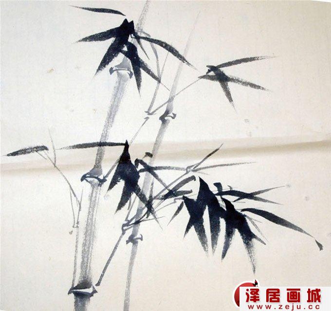 墨竹教程之下垂式枝叶叠加画法01