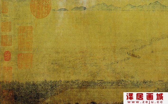 宋代李嵩山水画作品《钱塘观潮图》第三段
