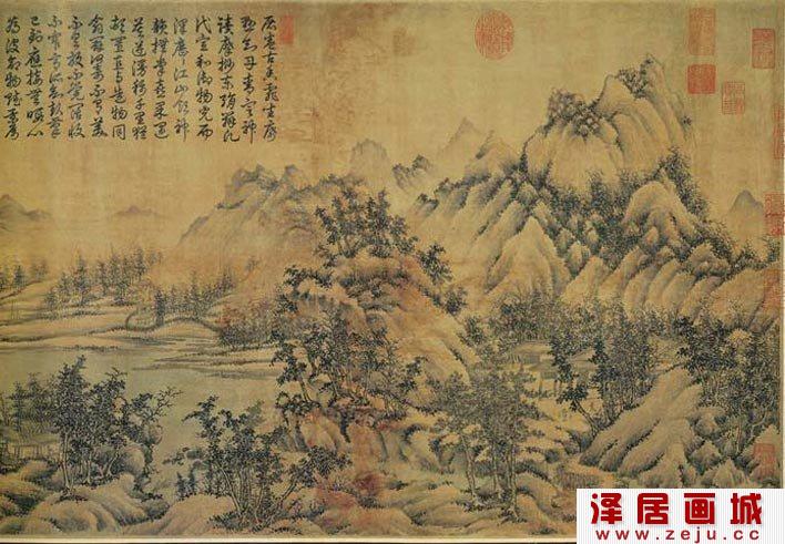 江参水墨山水画《千里江山图》第一段