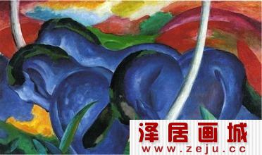 德国表现派画家：弗朗兹·马尔克作品《蓝马》