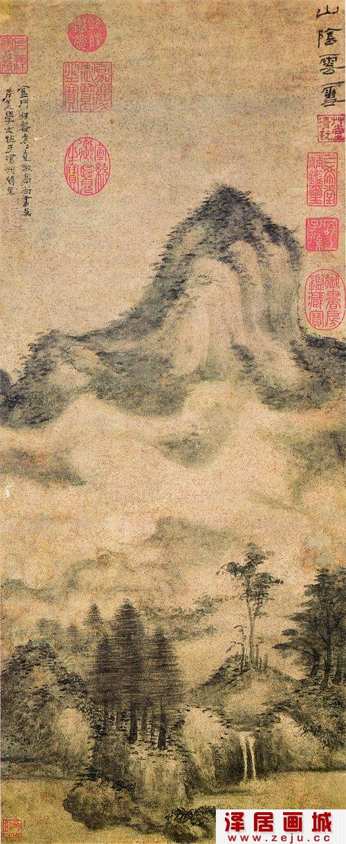 方从义山水画：山荫云雪图
