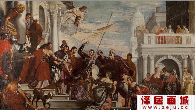 《圣塞巴斯蒂安敦促他的朋友们》  布面油画 