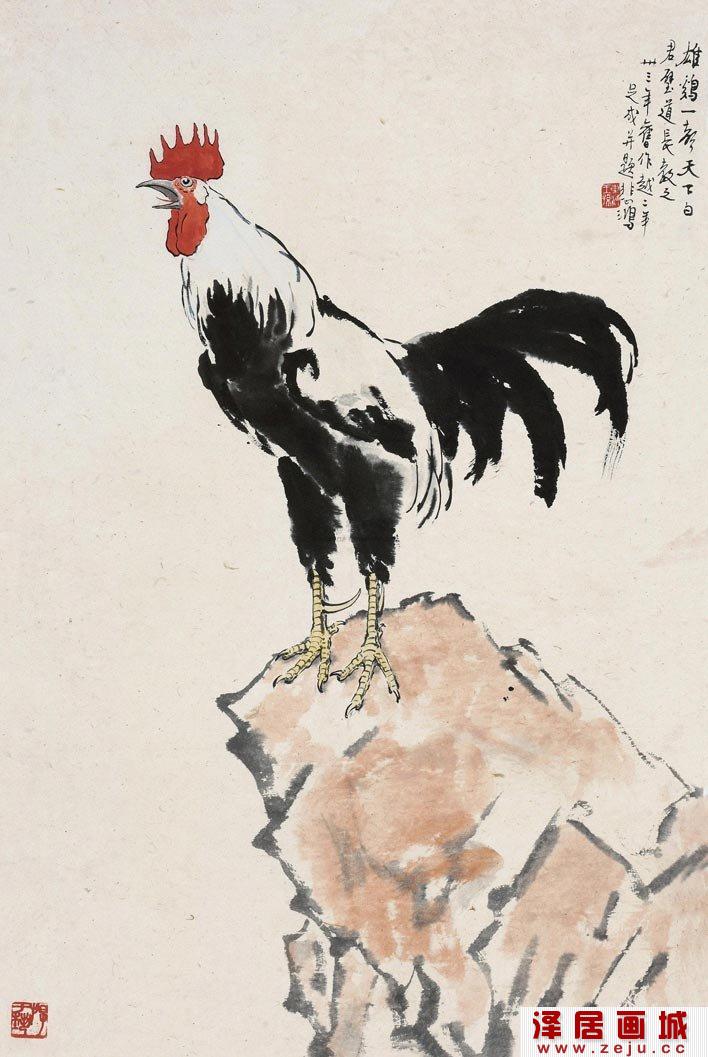 徐悲鸿《雄鸡一声天下白》_1944年版雄鸡图高清大图赏析