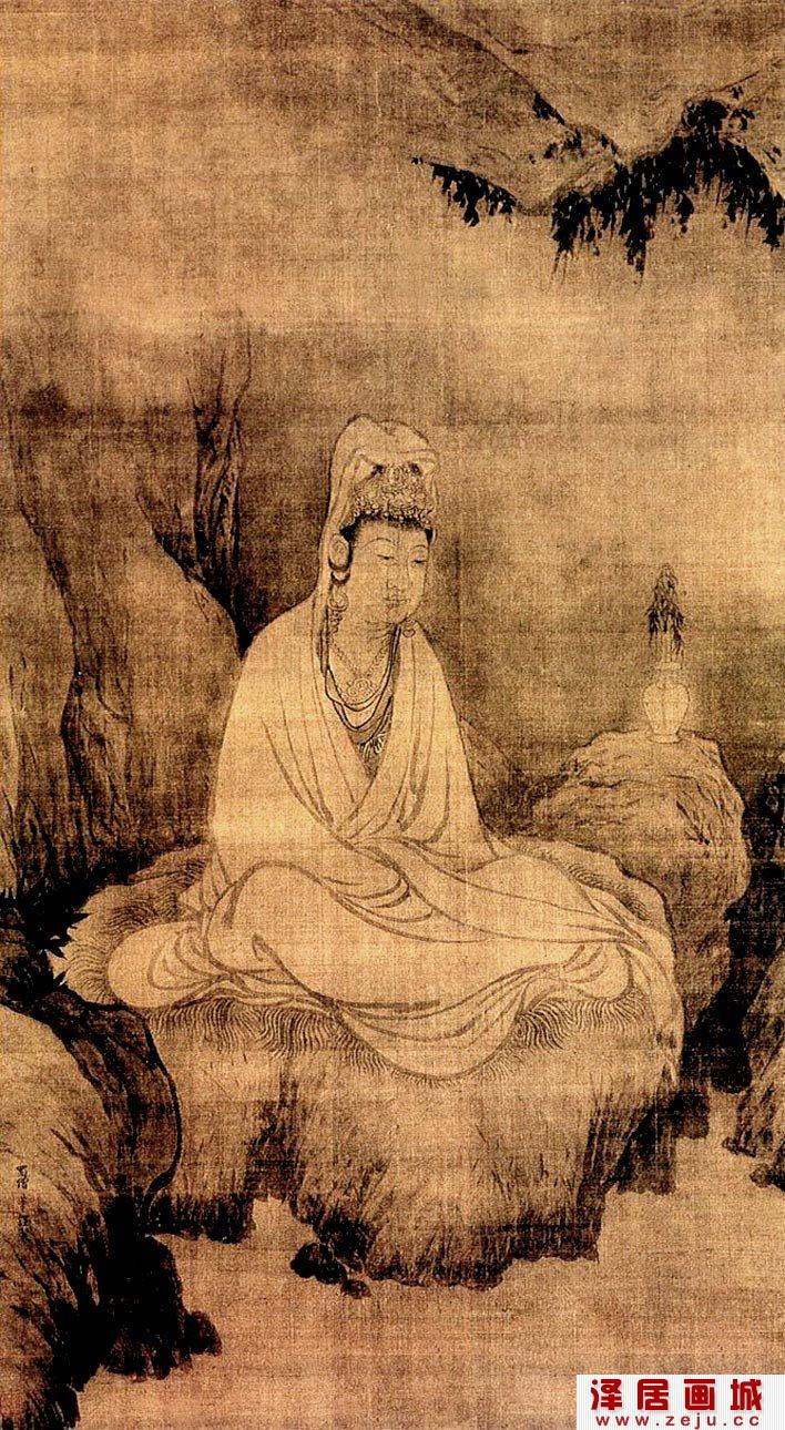 《观音像》南宋法常水墨人物画作品赏析