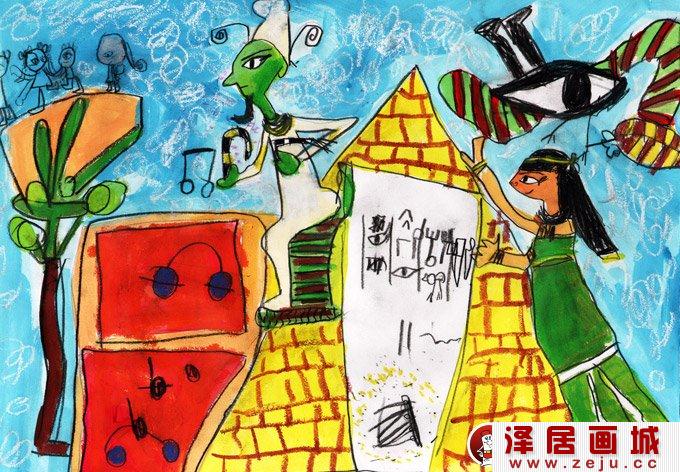 埃及神话梦想故事画：梦的巡游-法老王与金竖琴儿童画