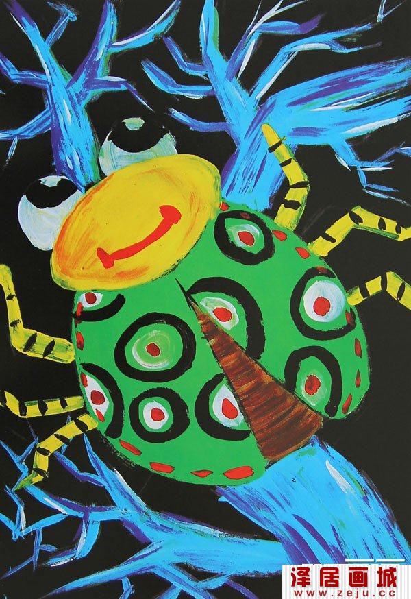 甲壳虫儿童画,儿童水粉画优秀作品欣赏