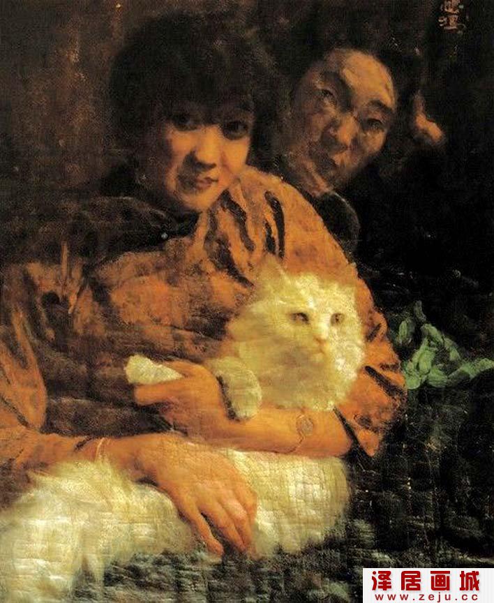 徐悲鸿《抚猫人像》_徐悲鸿前期蒋碧薇抱猫肖像画