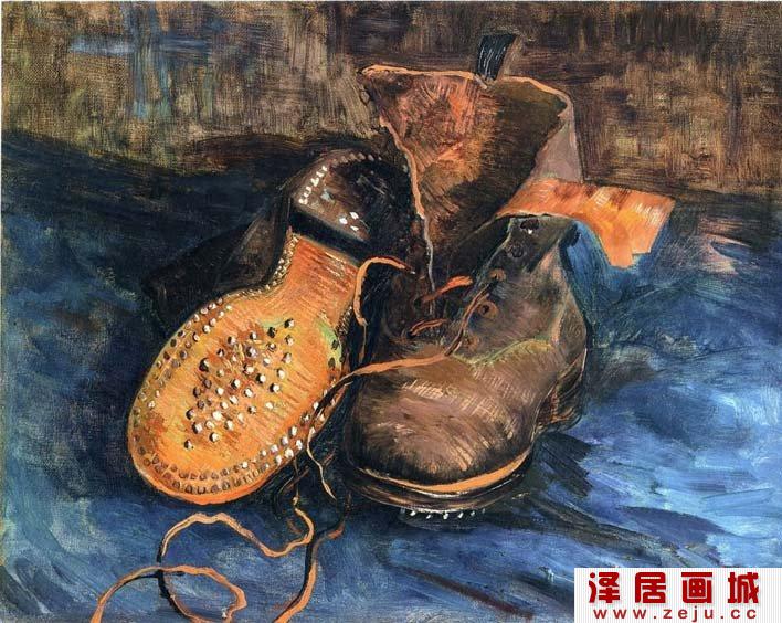 梵高《一双旧鞋子》_梵高两幅鞋子古典油画静物