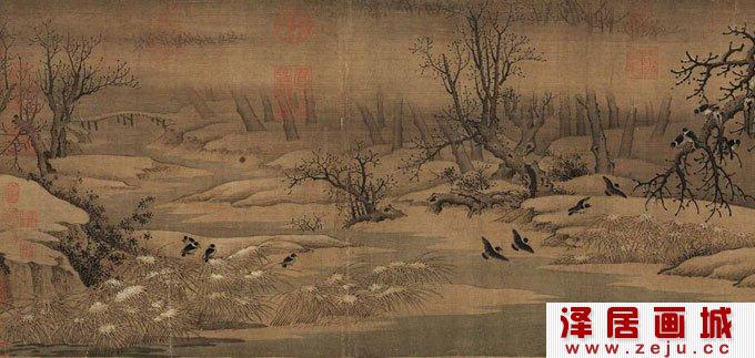 宋代名画《寒鸦图》山水花鸟画局部高清欣赏大图二