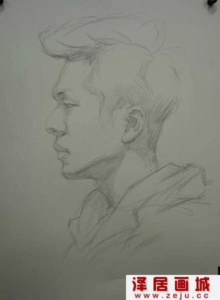 男青年侧面头像素描教程