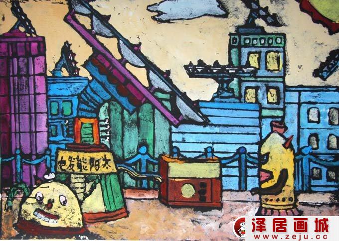 初中科幻画获奖作品_太阳能发电站
