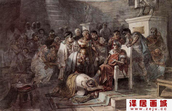 苏理科夫《刺杀凯撒》油画作品高清大图