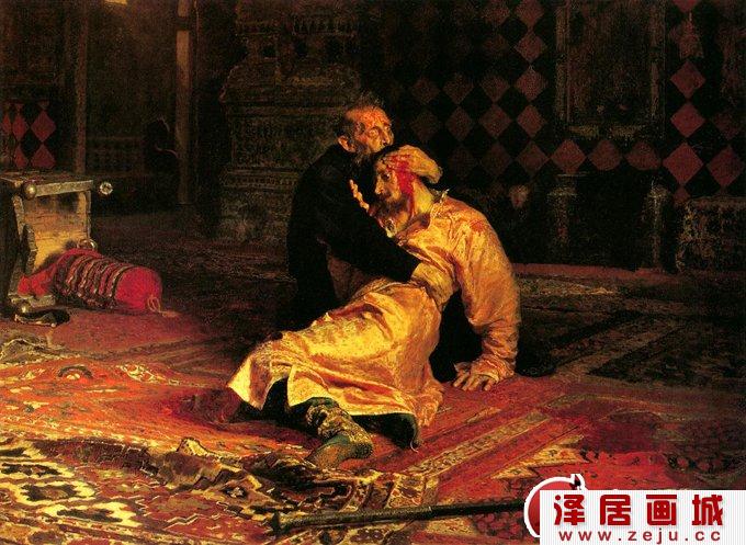 列宾作品，血腥恐怖的《伊凡雷帝杀子》油画