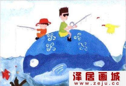 幼儿水粉画鲸鱼