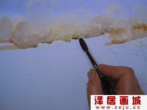 雪景水彩画教程步骤详解