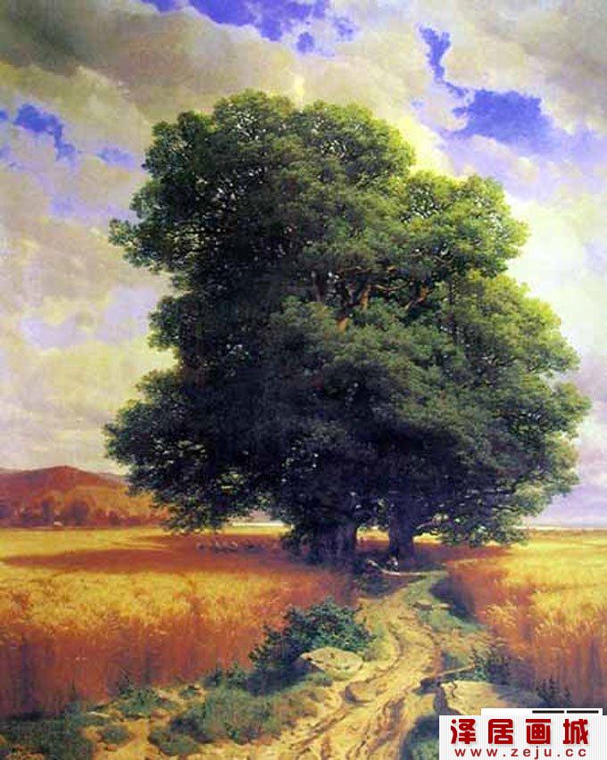 油画：橡树景色-世界风景名画赏析