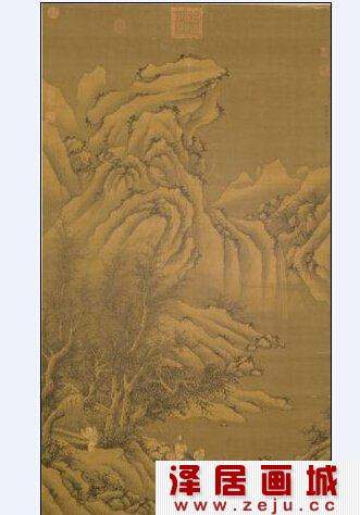 元盛懋山水画《袁安卧雪图轴》