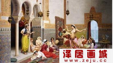 朱利奥·罗萨蒂油画《后宫舞蹈》