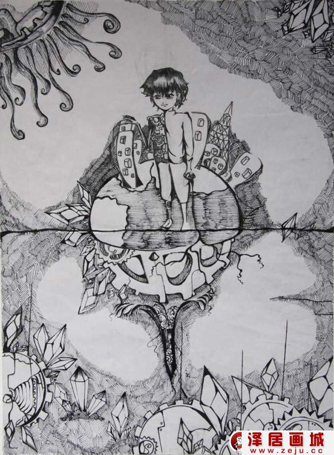 初中科幻画获奖作品_世界沉沦(未来世界灾难科幻画)