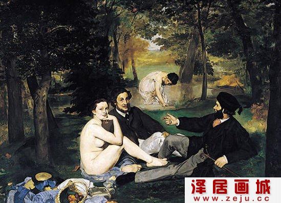 马奈油画：草地上的午餐
