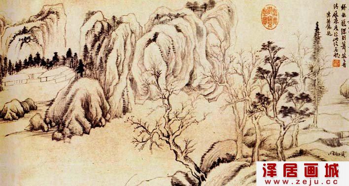 董其昌《岩居图》明代传世山水名画岩居图高清大图