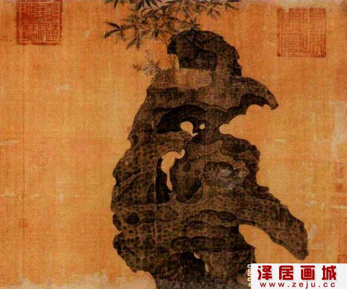 宋徽宗赵佶《祥龙石图卷》工笔花鸟画局部高清图