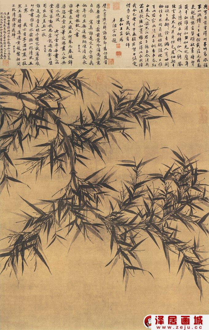 墨竹图_北宋文人画家文同墨竹诗配画图