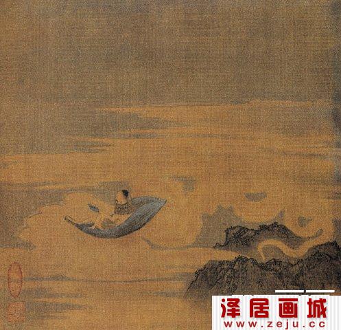 历代国画珍品：宋代人物风景画《莲舟仙渡图》