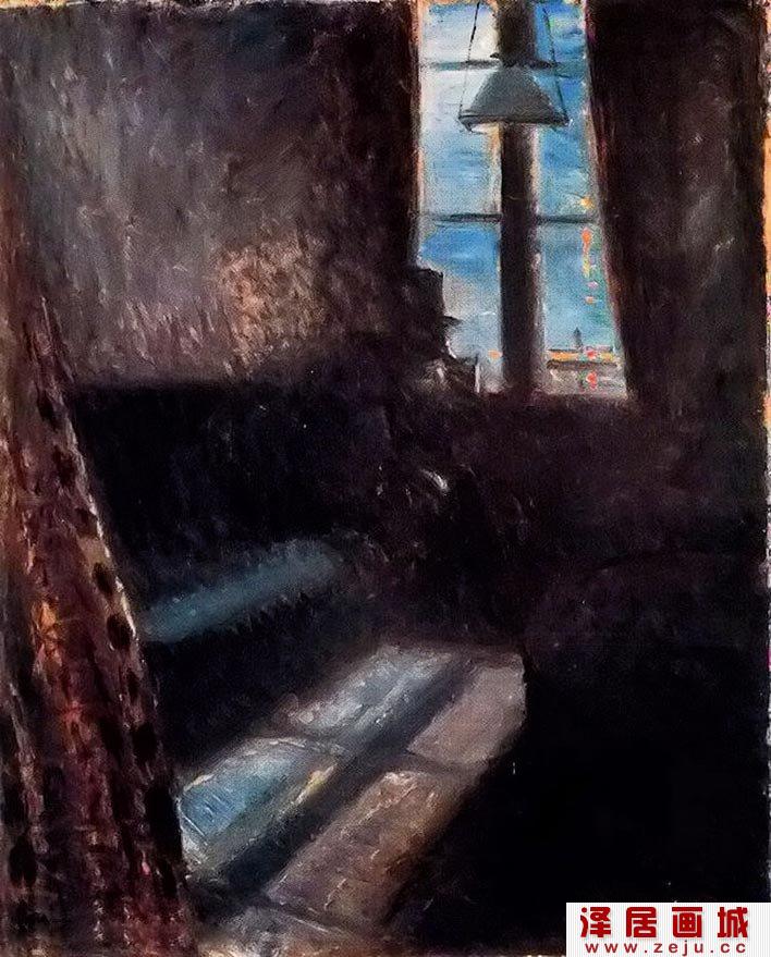 蒙克《圣克卢之夜》_蒙克早期室内油画风景作品高清大图
