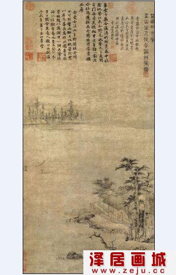 赵原山水画：合溪草堂图