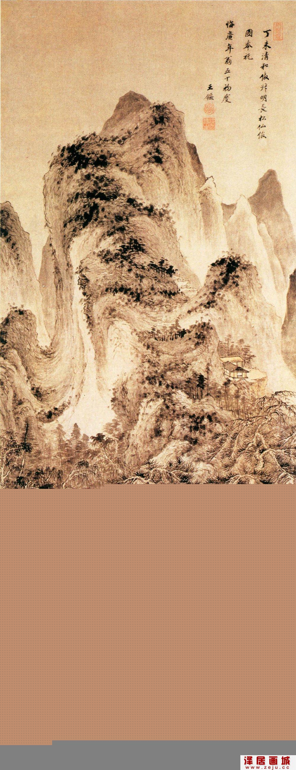 王鉴山水画：长松仙馆图