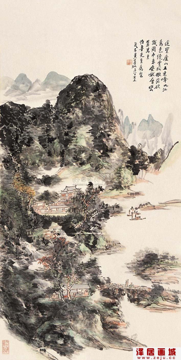 黄宾虹《庐山五老峰》_描绘庐山景色的山水画高清大图