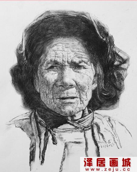 炭笔画人物头像素描