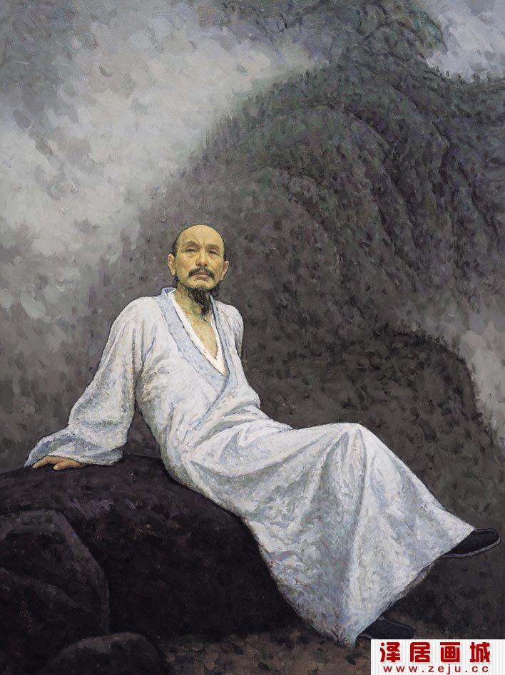 靳尚谊《髡残》_水墨与油画结合画僧髡残肖像画高清大图