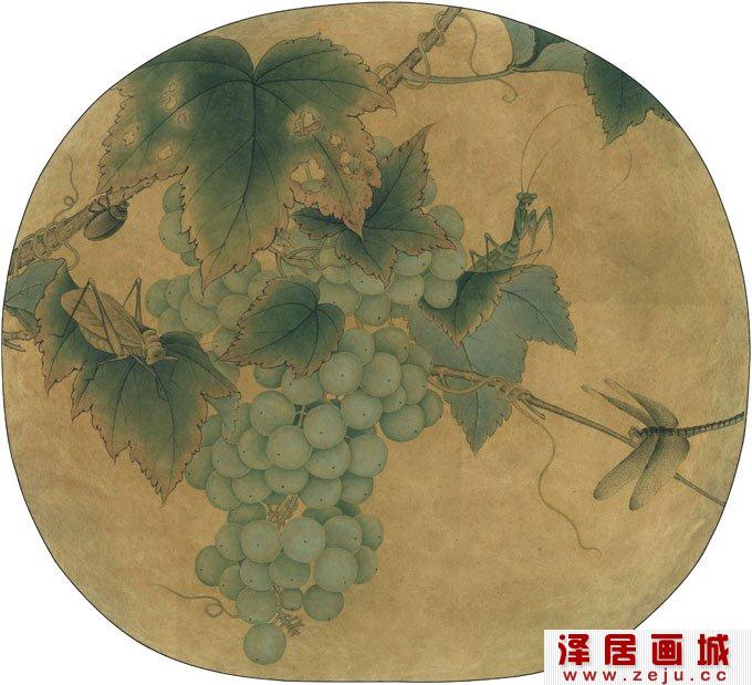 林椿《葡萄草虫图》高清大图