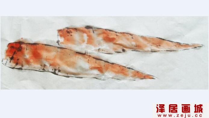 中国画胡萝卜画法步骤详解